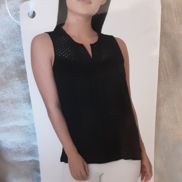 🌞 Bleu Gray New with Tags Cotton Modal Black Sleeveless Top Size Small - Picture 10 of 13